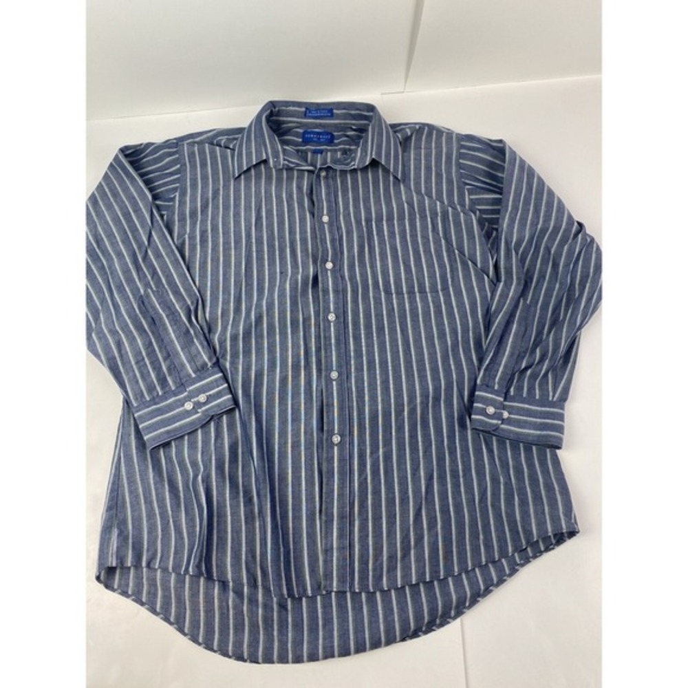 Vintage Towncraft Blue Striped Mens Shirt‎ Long Sleeve Button Down Shirt 16.5